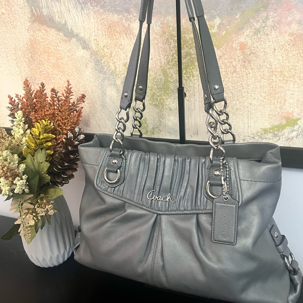 Coach Ashley Grey Bag with Purple Interior 2011